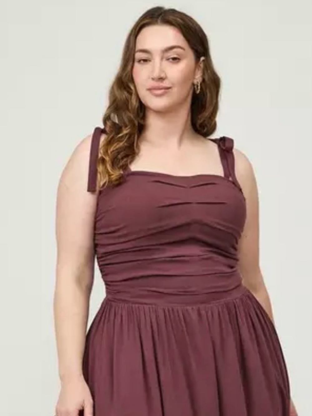 torrid Sassafras Shirred Tea-Length Dress in Deep Wine